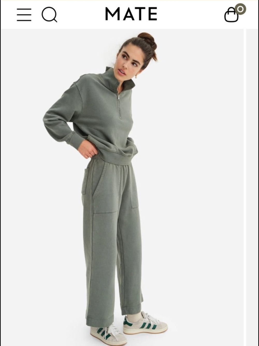 MATE Organic Fleece Wide Leg Pant -  blue grey